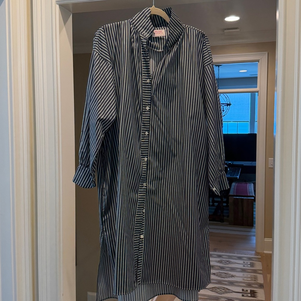 Gallego Desportes blue and white striped Button-Up Shirt Dress